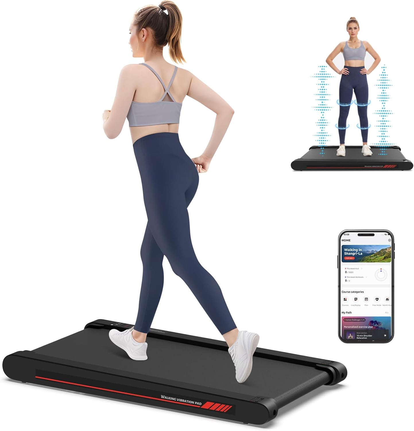 Sperax Walking Vibration Pad with APP, Vibration and Walking Treadmill with Remote Control and Bluetooth Control, Portable Treadmill for Home Office