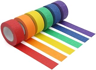 Colored Masking Tape, Colored Painters Tape for Arts & Crafts, Labeling or Coding - Art Supplies for Kids - 6 Different Color Rolls - Masking Tape 1 Inch x 13 Yards (2.4cm X 12m)