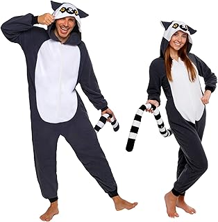 Funziez! Slim Fit Adult Onesie - Animal Halloween Costume - Plush Fruit One Piece Cosplay Suit for Women and Men