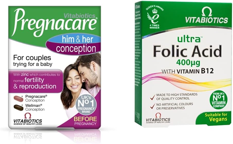 Pregnacare Conception for Couples, Him and Her 60 Tablets Support Pack with Vitabiotics Ultra Folic Acid