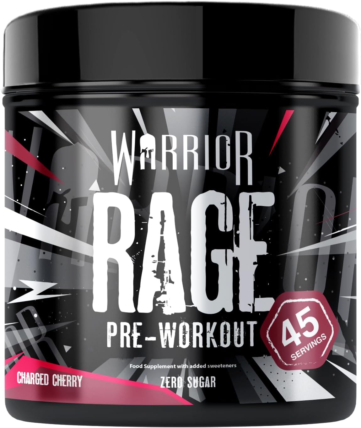 Warrior Rage - Pre-Workout Powder - 392g - with Creatine Gluconate, Vitamin C and Beta Alanine - Energy Drink Sports Supplement - for Men & Women - 45 Servings (Charged Cherry)