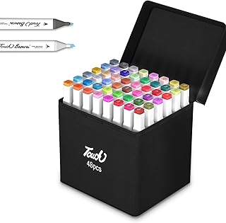 Alcohol Markers 48 Colors Dual Tip Art Markers Set Waterproof Ink Alcohol Coloring Markers Art Markers Drawing Gift for Painting,Note,Marking,White Cover
