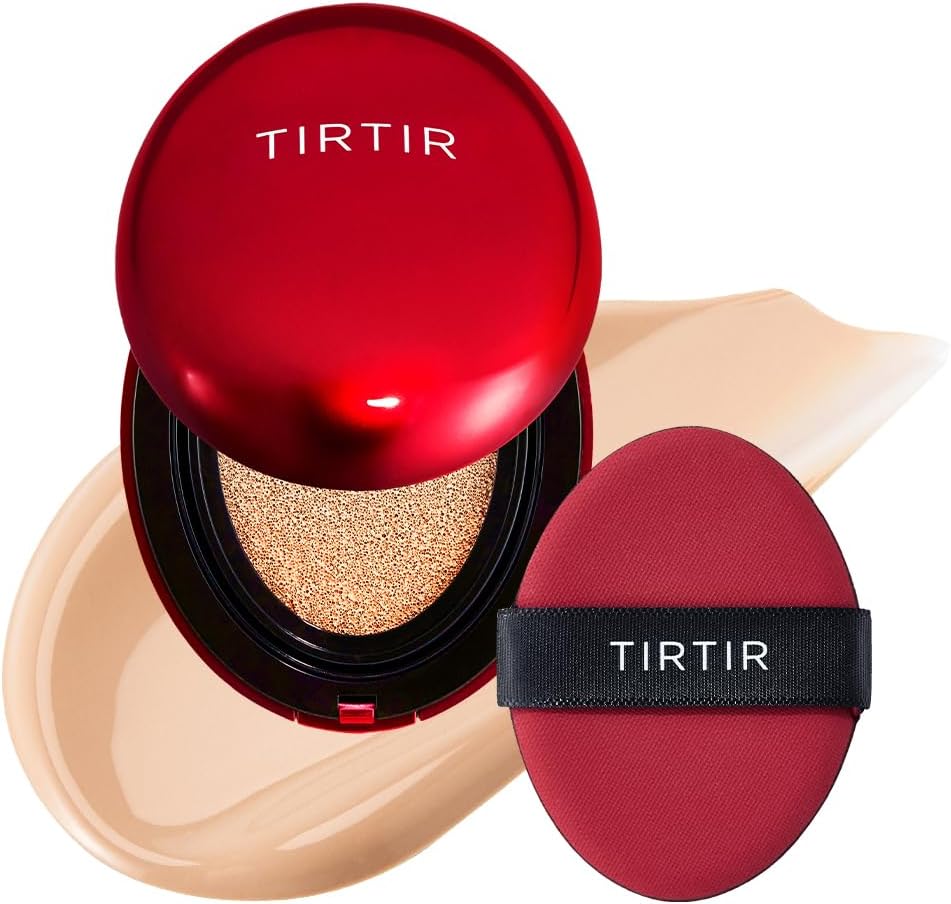 TIRTIR Mask Fit Red Cushion Foundation | Full coverage, Weightless, Skin fit, Satin Glow Finish, Korean Makeup, beauty, Tattoo cover up, Buildable (#21N Ivory, 0.63 Fl Oz)