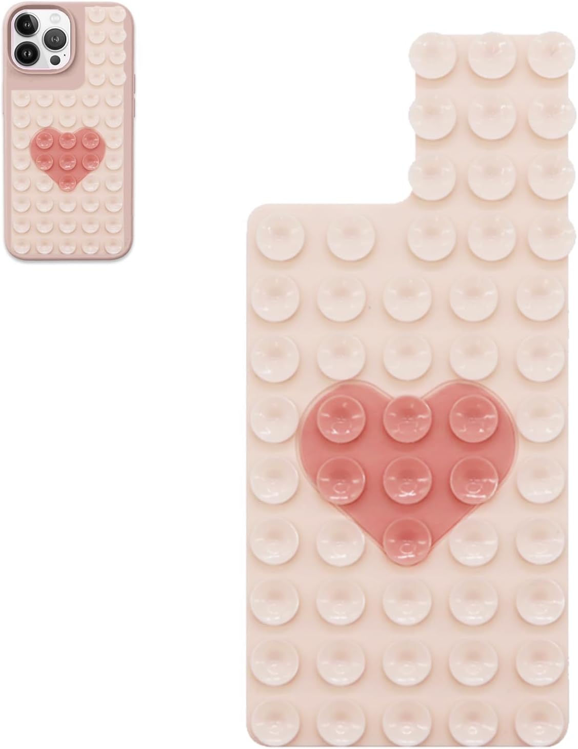 Silicone Suction Phone Case Mount, Cuttable Design of Silicone Adhesive Phone Stand Sticky for Cell Phone, Hands-Free Phone Accessories Holder for Selfies and Videos Light Pink & Pink