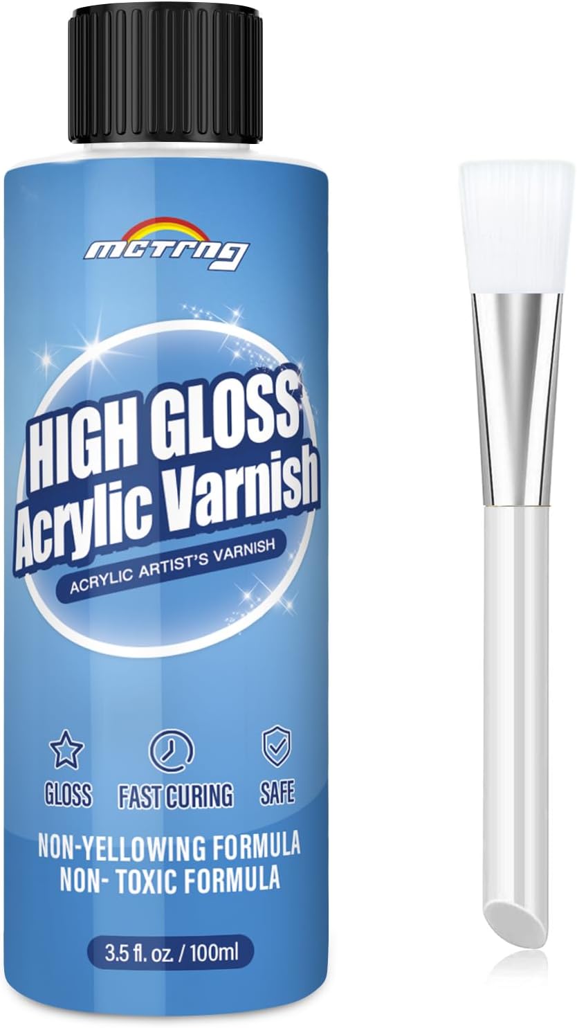 Gloss Varnish for Acrylic Painting, Artist's Acrylic Varnish, Non-Yellowing, Non-Toxic, Anti-Crazing, High Gloss Finish, for Artwork, Acrylics Paint, Suitable for Pro Artists, Hobby Painter