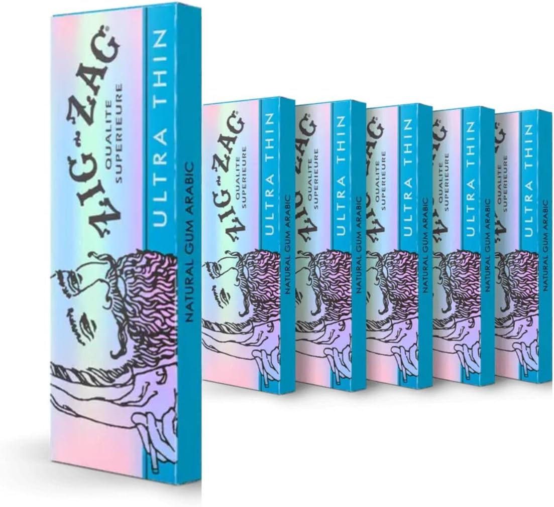 ZIG-ZAG Rolling Papers 1 ¼ Ultra-Thin (6 Booklets) - 32 Sheets Each - Slow Burning Rolling Papers