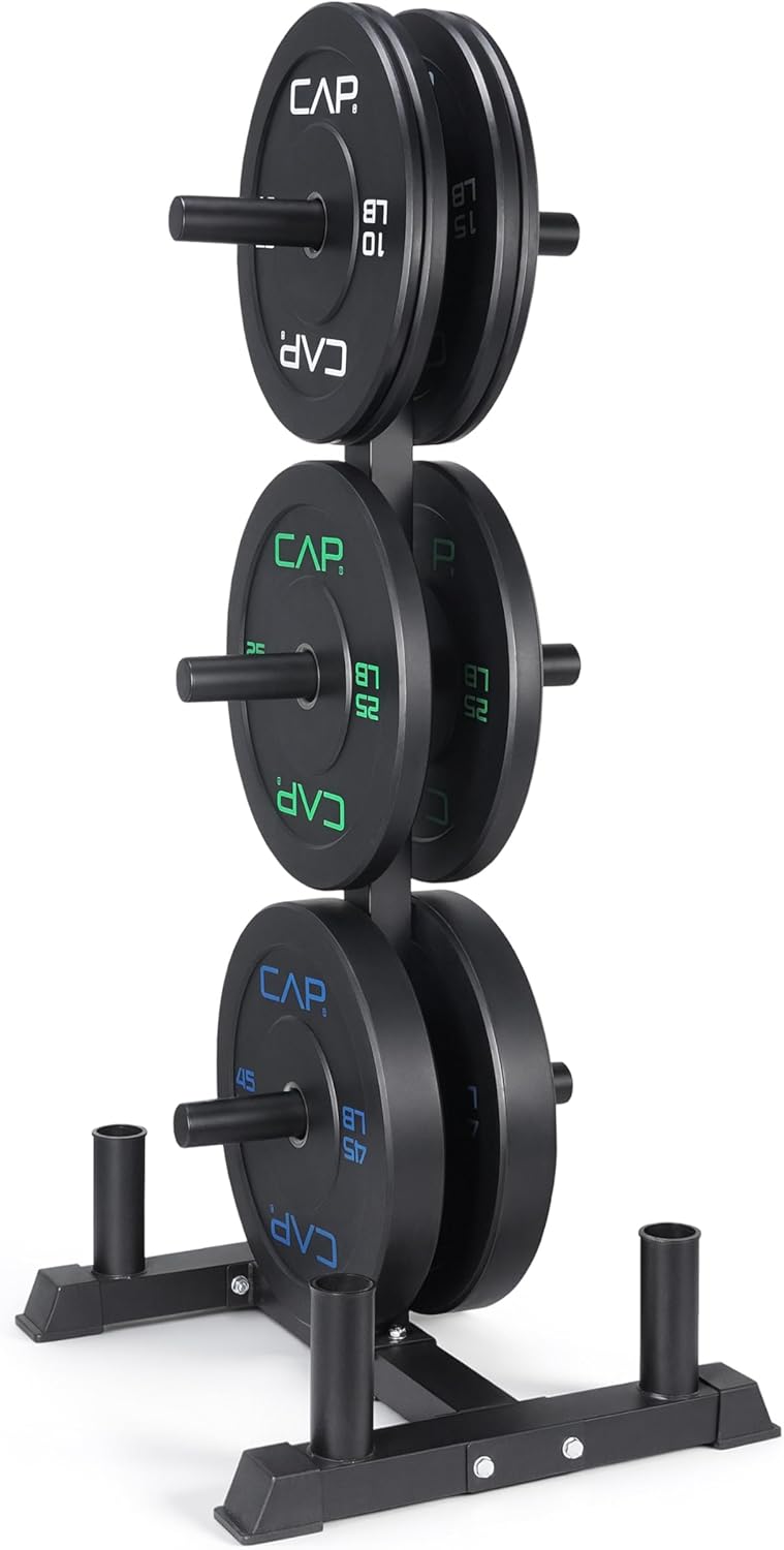 CAP 2-inch Olympic Bumper Plate Weight Set | 100-370 lbs | Multiple Colors | Storage Rack Optional