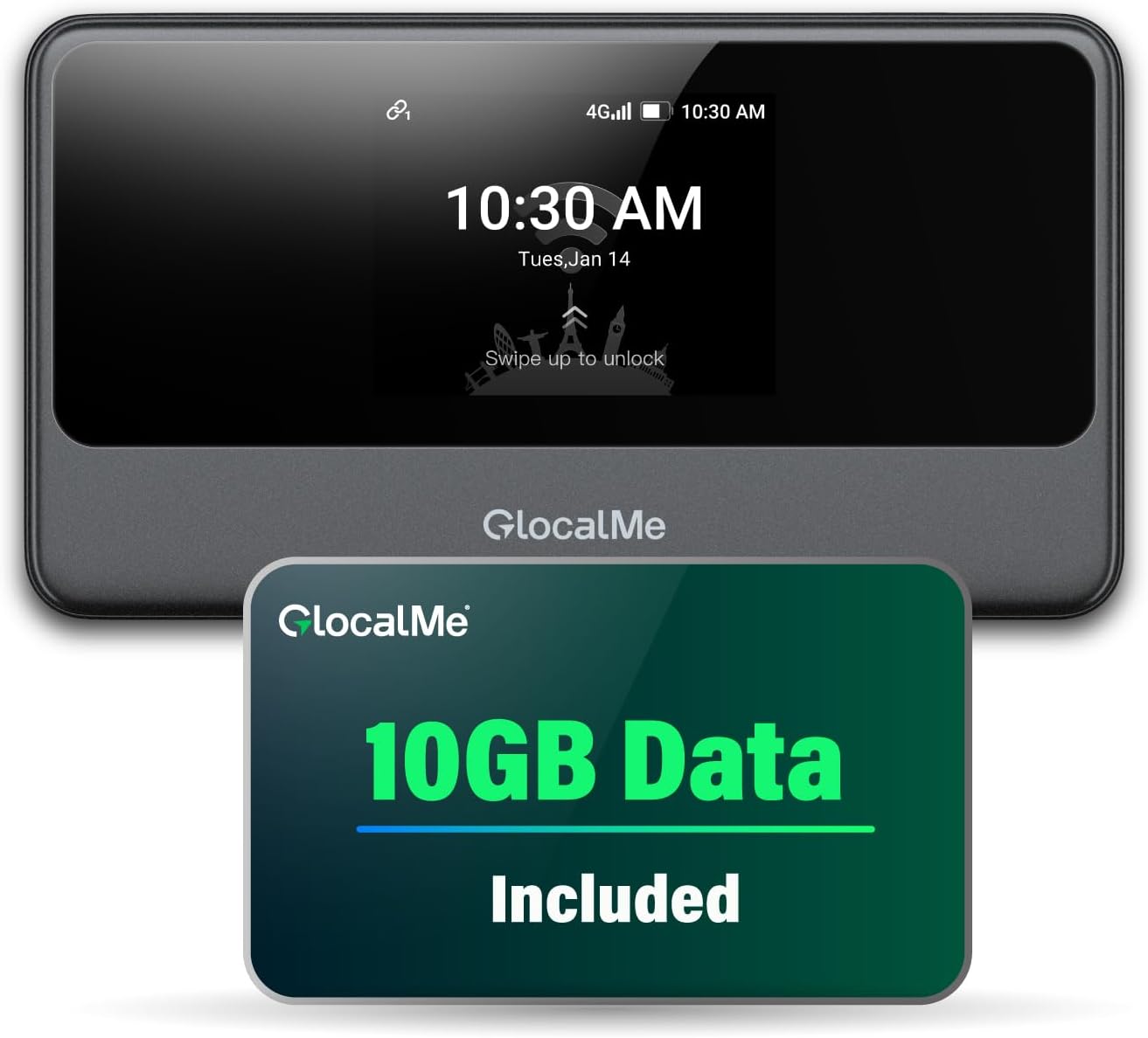 GlocalMe MeowGo G40Pro 4G Mobile Hotspot Device with 10GB US/CA/MX Data 30 Days, Portable WiFi Hotspot for Travel in 200+ Countries, No SIM Card Needed, 10 Connected Devices (MeowGo G40Pro with 10GB)