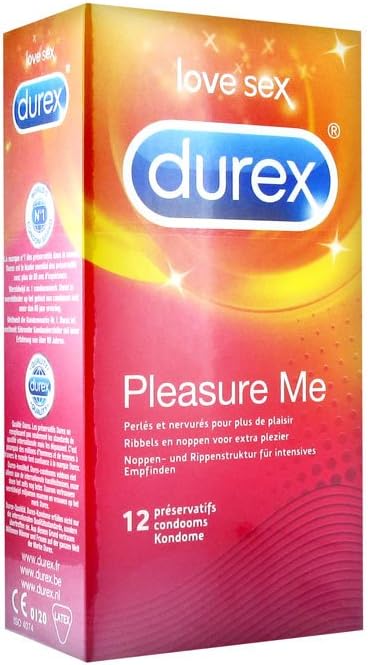Durex Pleasure Me Ribbed and Dotted Condoms (Pack of 12),Clear