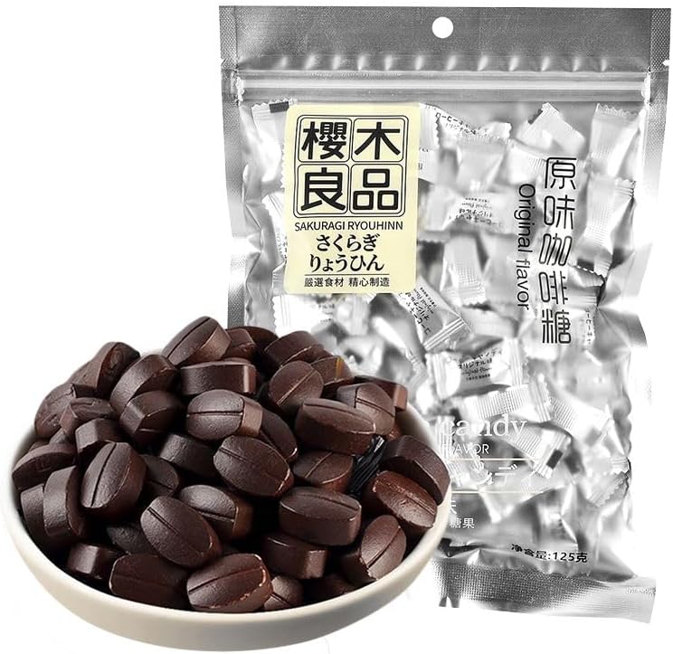 2 flavors of coffee candy 125g/bag,Office Black Coffee Candies,Coffee Flavored Candy,Taffy,Wedding Candies,Instant Candy,Healthy Desserts,Snacks Gifts (Original taste,1bag(125pcs))