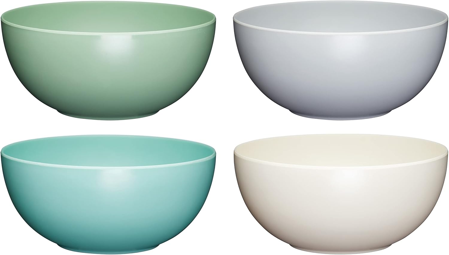 Colourworks Plastic Bowls, Unbreakable Pasta Bowls, Lightweight Shatter-Proof Melamine, Set of 4, Classic Colours