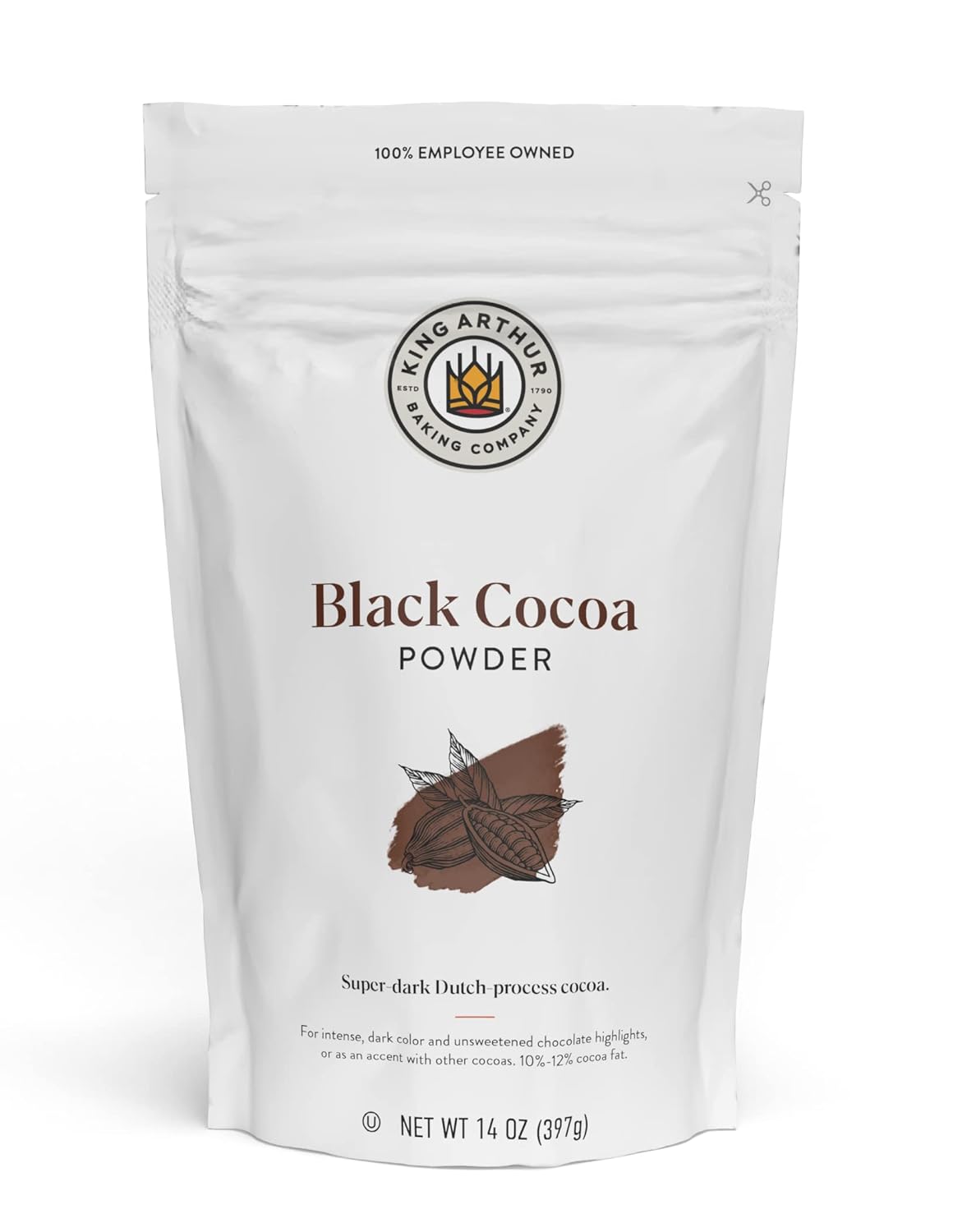 King Arthur Black Cocoa: Dutch Processed Cocoa Powder for Baking - Intense Dark Chocolate Flavor, Unsweetened, Perfect for Cakes, Cookies & Frosting - 14 oz Resealable Bag