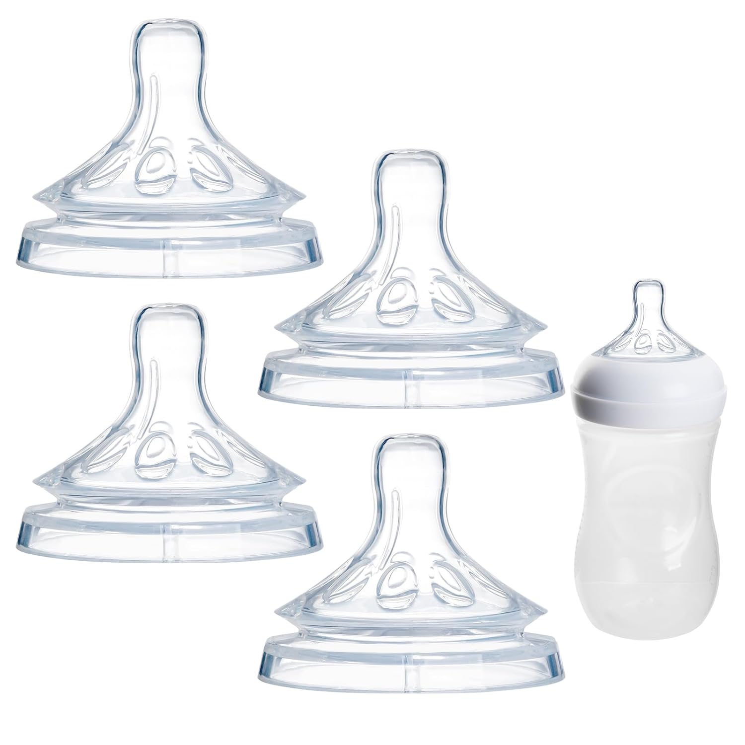 4 Pack Replacement Silicone Nipples Compatible with Philips Avent Natural Response Baby Bottle, Replacement Soft Spout for Sippy Cup, Easy Transition from Bottle to Cup (Flow 2, Slow Flow)