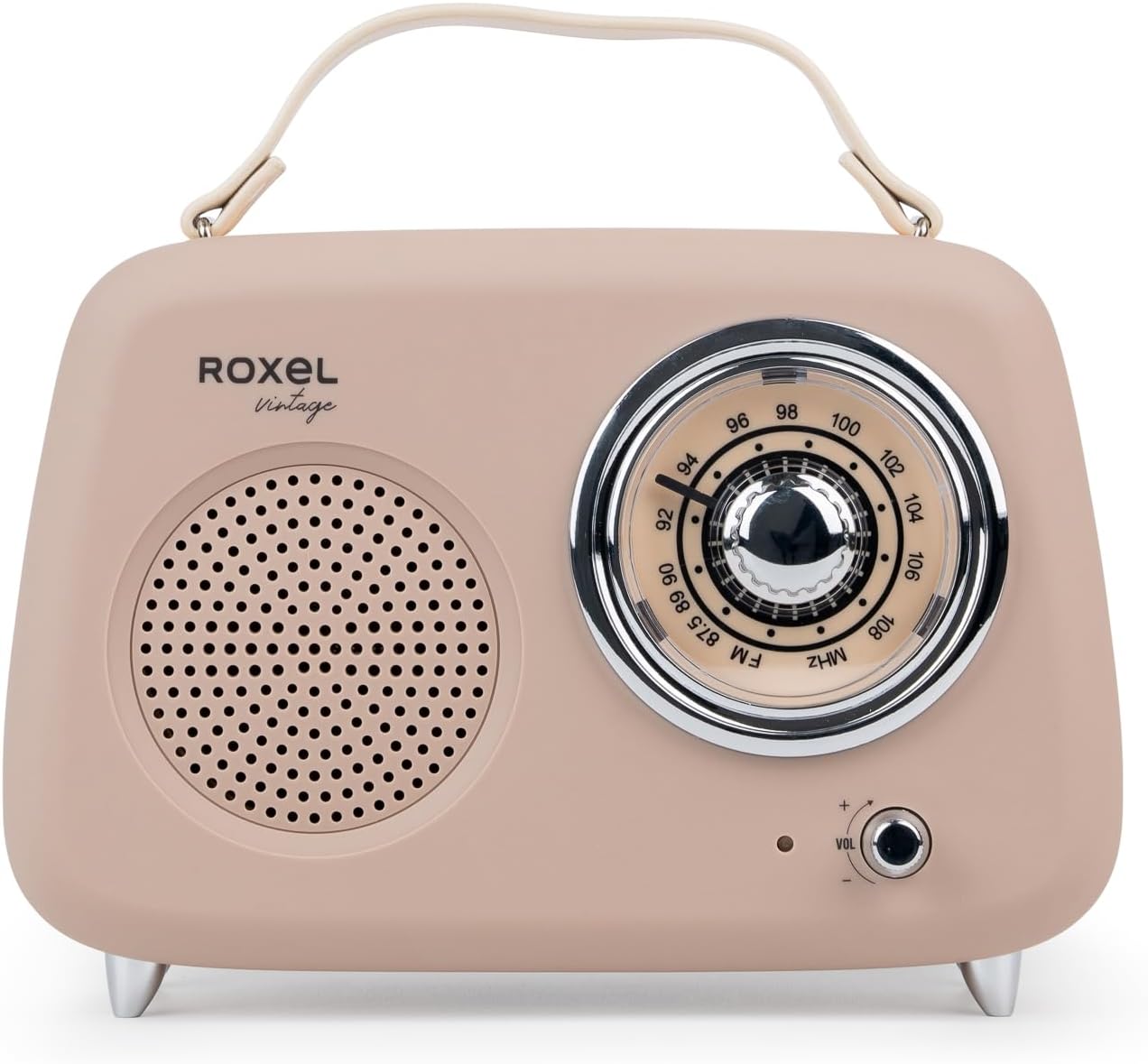Roxel RFM01 Retro FM Radio Party speaker – Timeless Design, Superior Sound, FM Radio, MP3 Playback & Wireless BT Streaming, Perfect as a Gift (Cream)