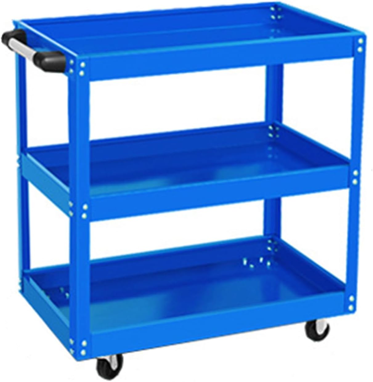 3-Tiers Tool Trolley Tools Storage Cart, Heavy Duty Workshop Garage Trolleys on Wheels, Mechanics Tools Storage Service Carts with Pushing Handle Blue