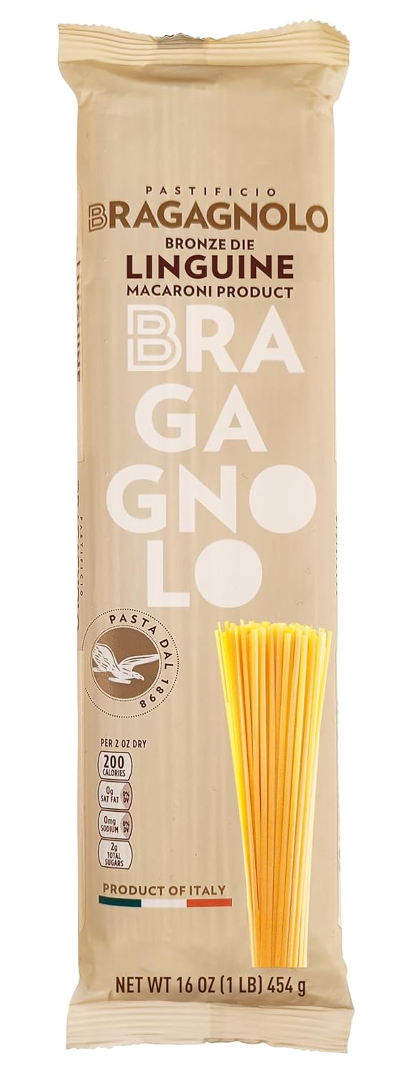 Pastificio Bragagnolo, Linguine 811 Bronze-Drawn, 100% Italian Pasta, Made with Durum Wheat Semolina Flour, Non GMO (1 Pound Bag) - Consistently al Dente.