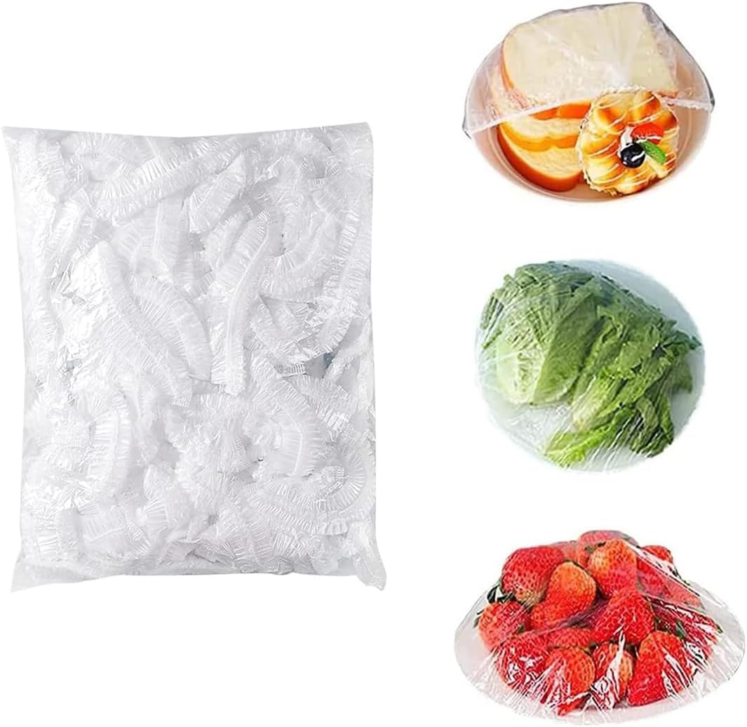 Shrinkable Fresh Keeping Bags - 100pcs Reusable Elastic Cling Film - Shrinkable Food Covers, Fresh Keeping Bags, Elasticated Covers for Fruit, Vegetables & Meat