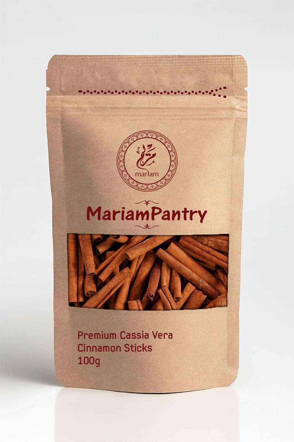 Premium Cassia Vera Cinnamon Sticks 100g - by MariamPantry in Resealable Kraft Bag Pouch