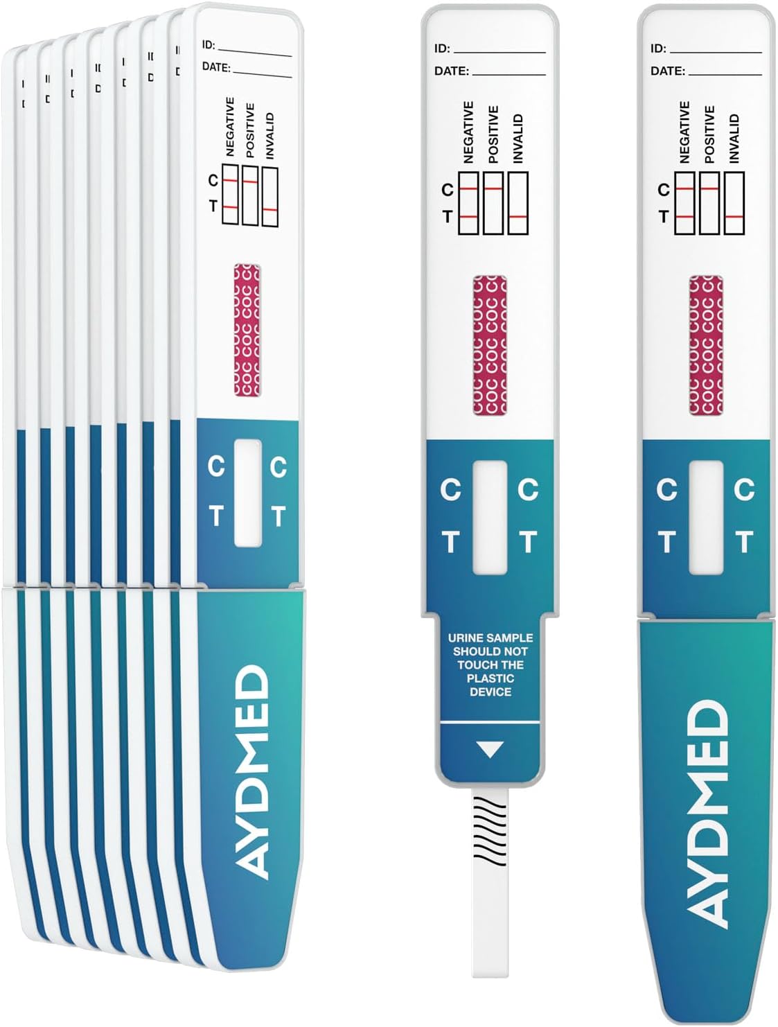 10 x AYDMED Cocaine Drug Tests | Drug Testing Kits for Self-Test Urine Screening of Cocaine Drug Use | Drug Tests for Coke, Crack, COC | 150ng/mL Sensitivity | 99% Accuracy | CE Certified