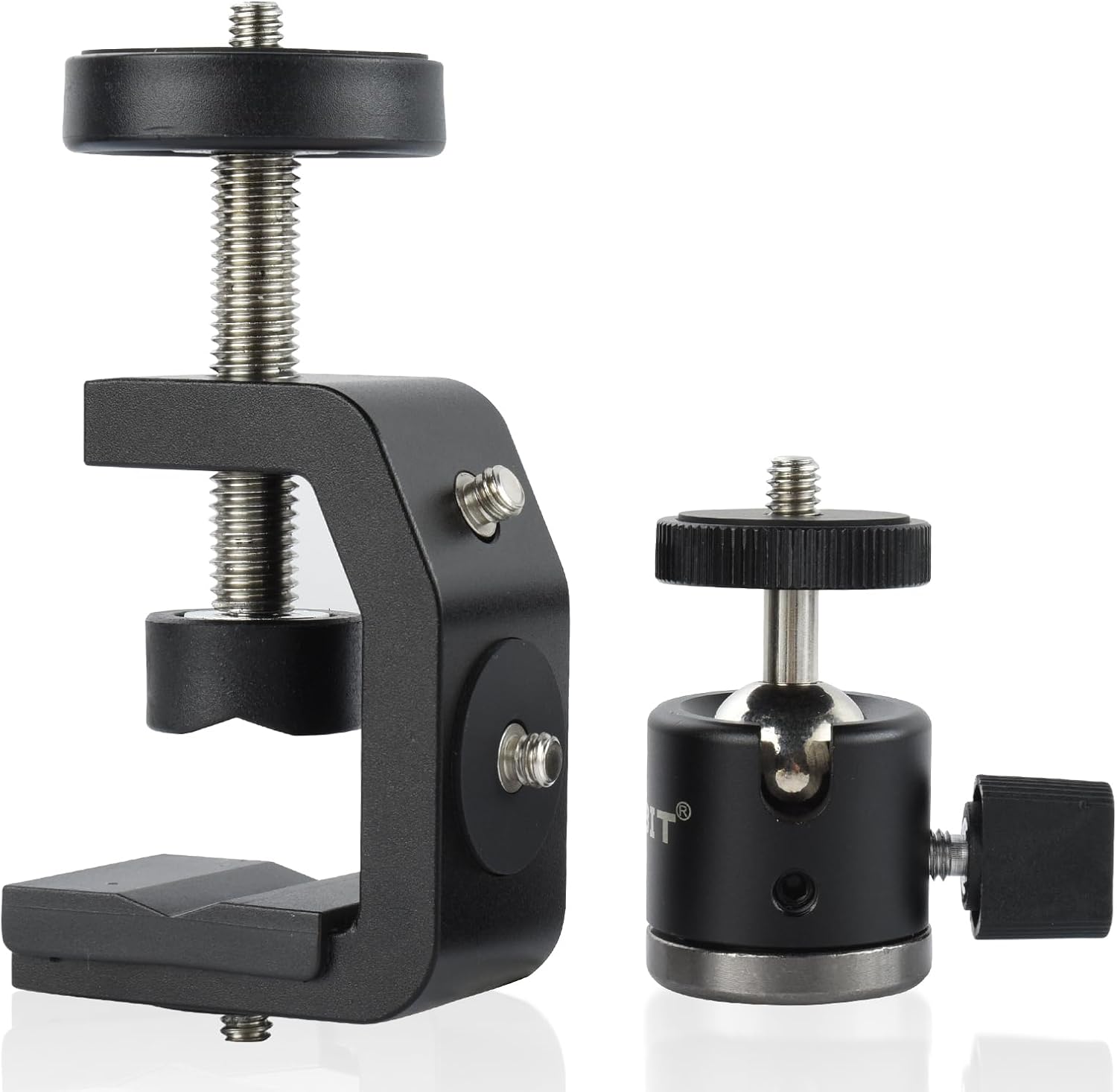 UTEBIT C Clamp Camera Mount Tripod with Mini Ball Head Desk Clamps（1/4 Thread Hole） C Clamp Mount with 1/4" Hot Shoe Compatible for Camera Woodworking Desktop