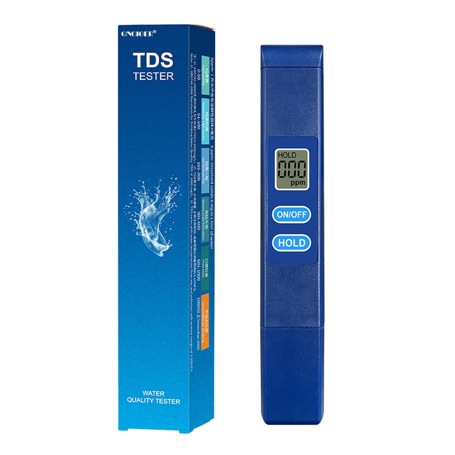 QNCIGER TDS Meter Digital Water Tester - 0-9990ppm High-Precision Water Quality Tester, 2s Fast Detection, LCD Display, Portable Design for Drinking Water & Outdoor Use