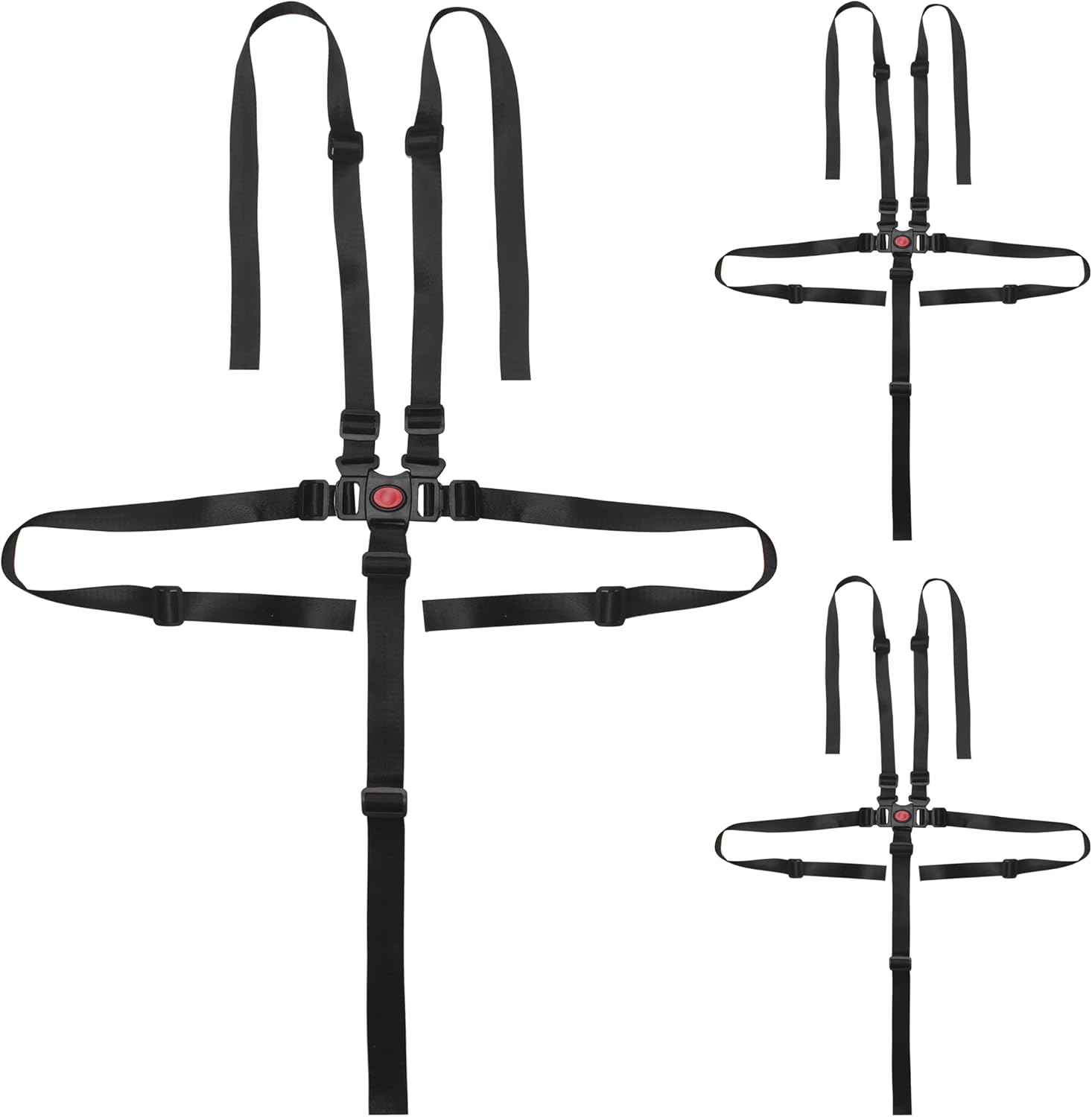 3Pcs 5 Point Harness Seat Belt for Kids, Wheelchair Safety Belt, Universal Fixing Strap Buckle, Adjustable Safe Protection Shoulder Straps for Child Baby Kid High Chairs Stroller Pram Pushchair Cart