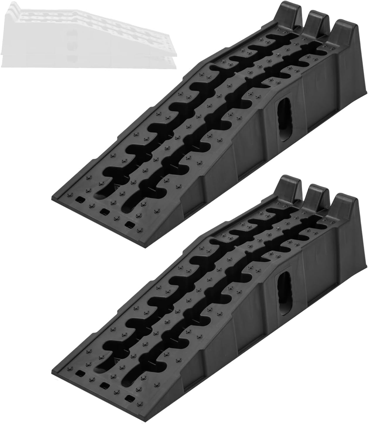 KATSU 2 PCs Plastic Car Ramps Stackable 4.5 Ton Heavy Duty Garage Ramps for Lifting Automotive Vehicles Workshop Car Service and Repair