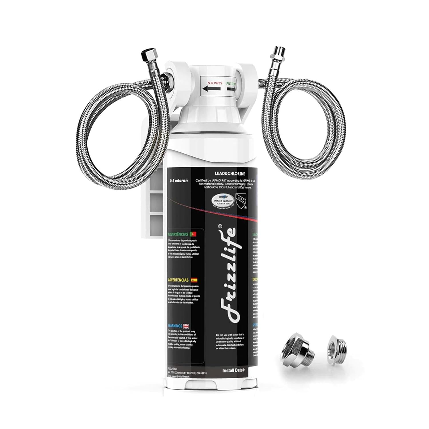 Frizzlife Under Sink Water Filter System-High Capacity Direct Connect Under Counter Drinking Water Filtration System-0.5 Micron Quick Change Removes 99.99% Lead, Chlorine, Bad Taste & Odor