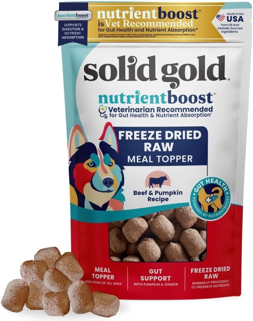 Solid Gold Freeze Dried Dog Food - Made with Real Beef, Pumpkin, and Superfoods - Freeze Dried Raw Dog Food to Serve as a Meal, Food Topper, or Dog Treat - 1.5 OZ