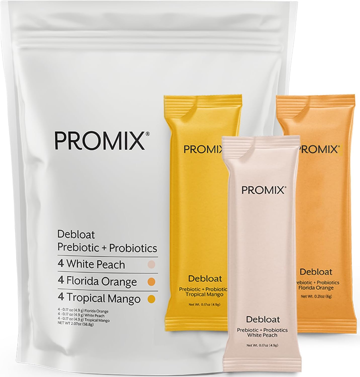 ProMix Nutrition Debloat Prebiotics and Probiotics Immune Support Supplement for Digestive Health, Nausea Relief, Gut Repair - Variety Pack - 12 Servings (Pack of 12)
