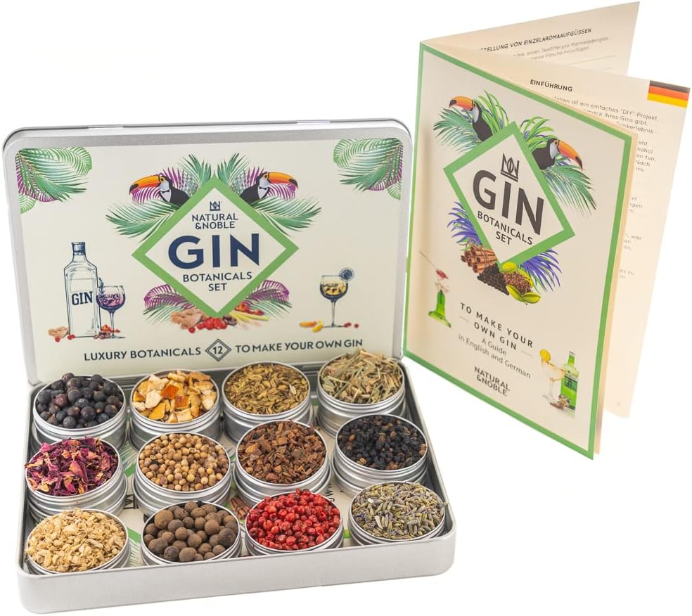 Gin Botanicals and Infusions Gift Kit. Set of 12 Finest Botanicals and Spices for Gin.