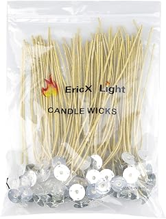 EricX Light Organic Hemp Candle Wicks, 100 Piece 8" Pre-Waxed by Beeswax & Tabbed, for Candle Making