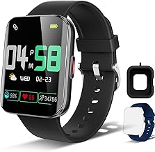 Smart Watch for Android Phones, Smart Watch for Men Women, 1.69" Curved Screen Smartwatch Waterproof Fitness Tracker Fitness Watches (Black/Blue)