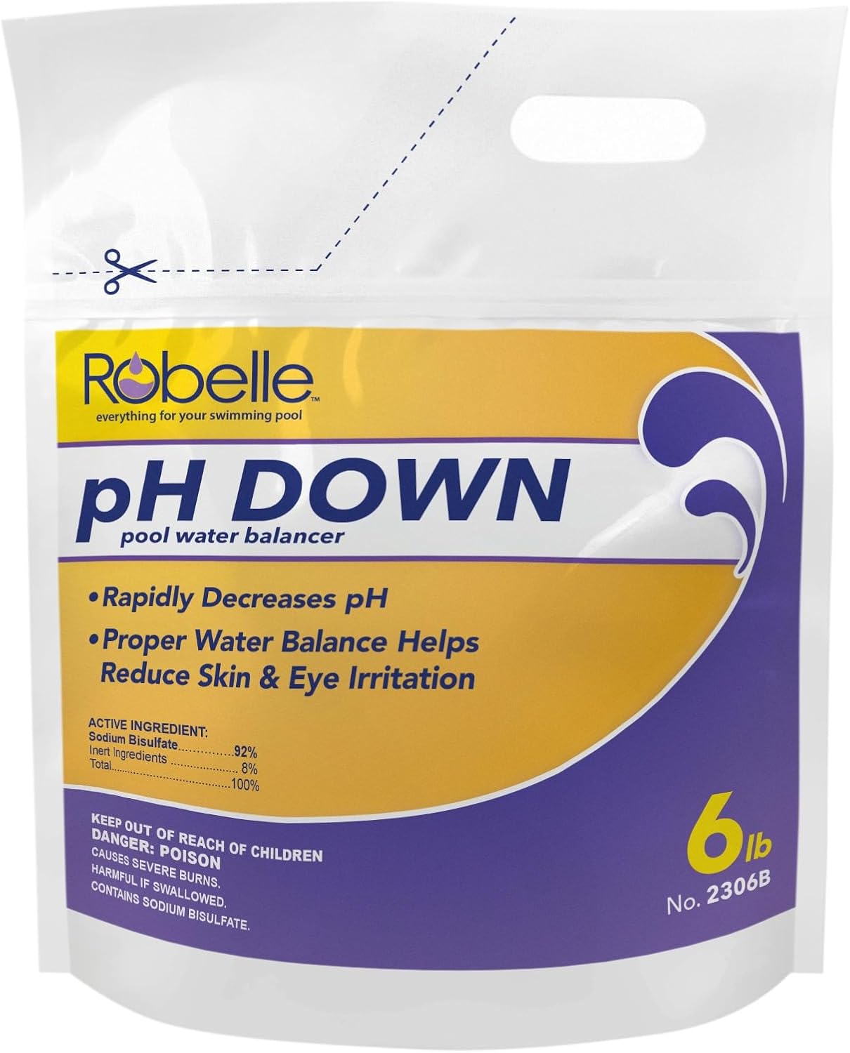 Robelle 6-Pounds Premium pH Down for Pools, Concentrated Sodium Bisulfate, Made in USA