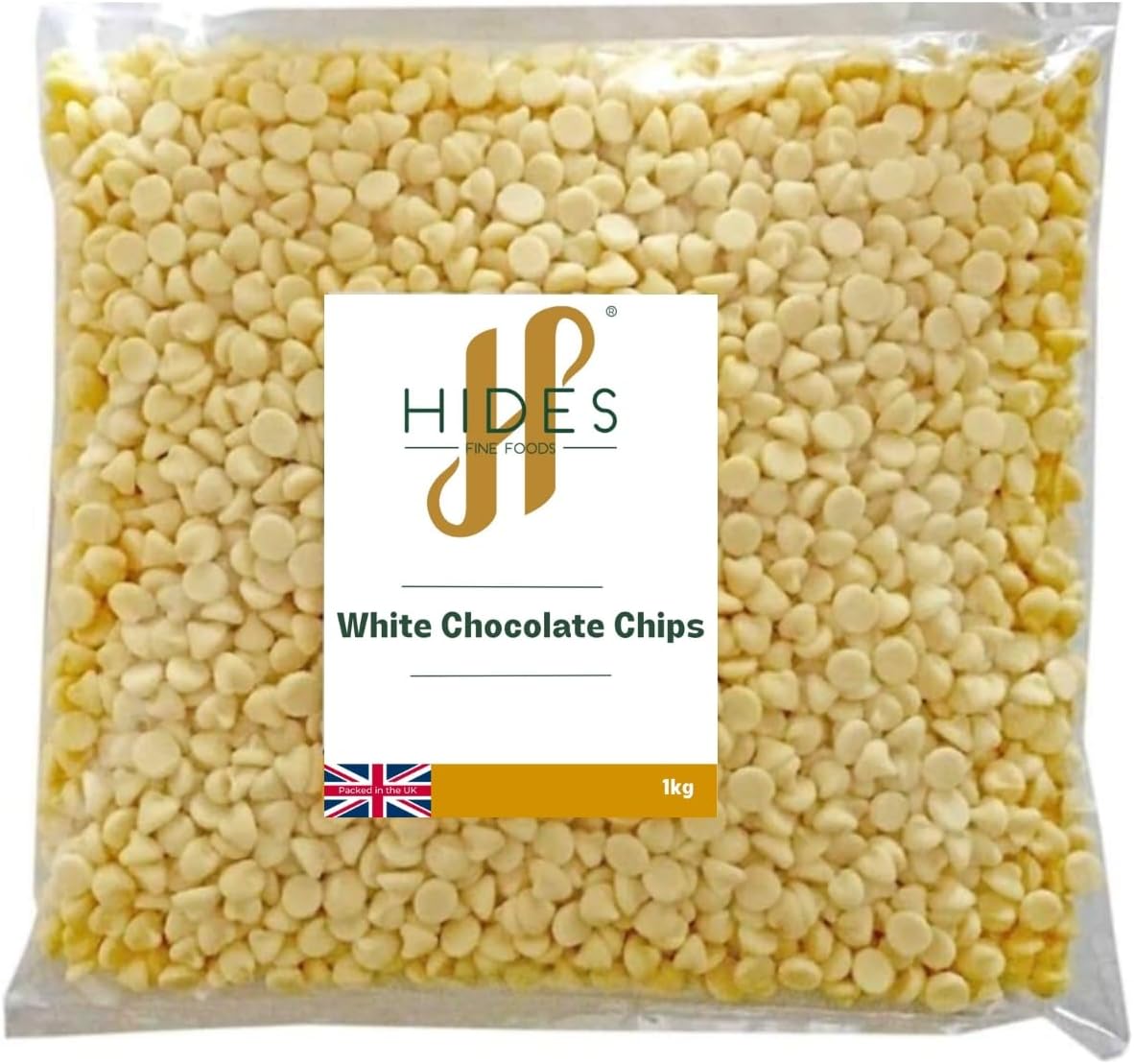 Hides Fine Foods - White Chocolate Chips -1kg - GMO - Free - Suitable for Vegetarians - Baking - Desserts - Cookies - Ganache - Muffins - Cakesicles - Cakes - Cupcakes -Tempering - Chocolate Mocha