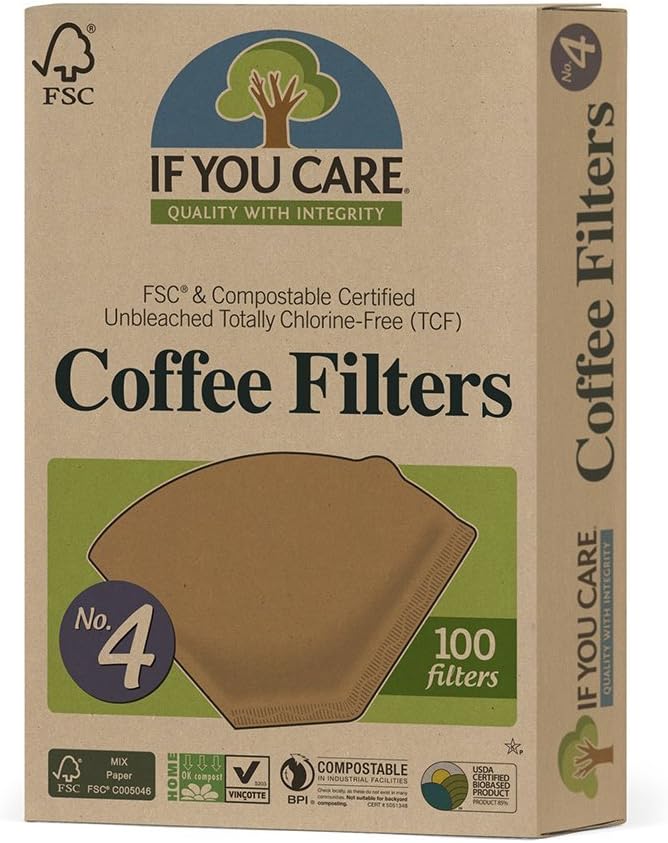 Pack of 5 x If You Care #4 Cone Coffee Filters - Brown - 100 Count