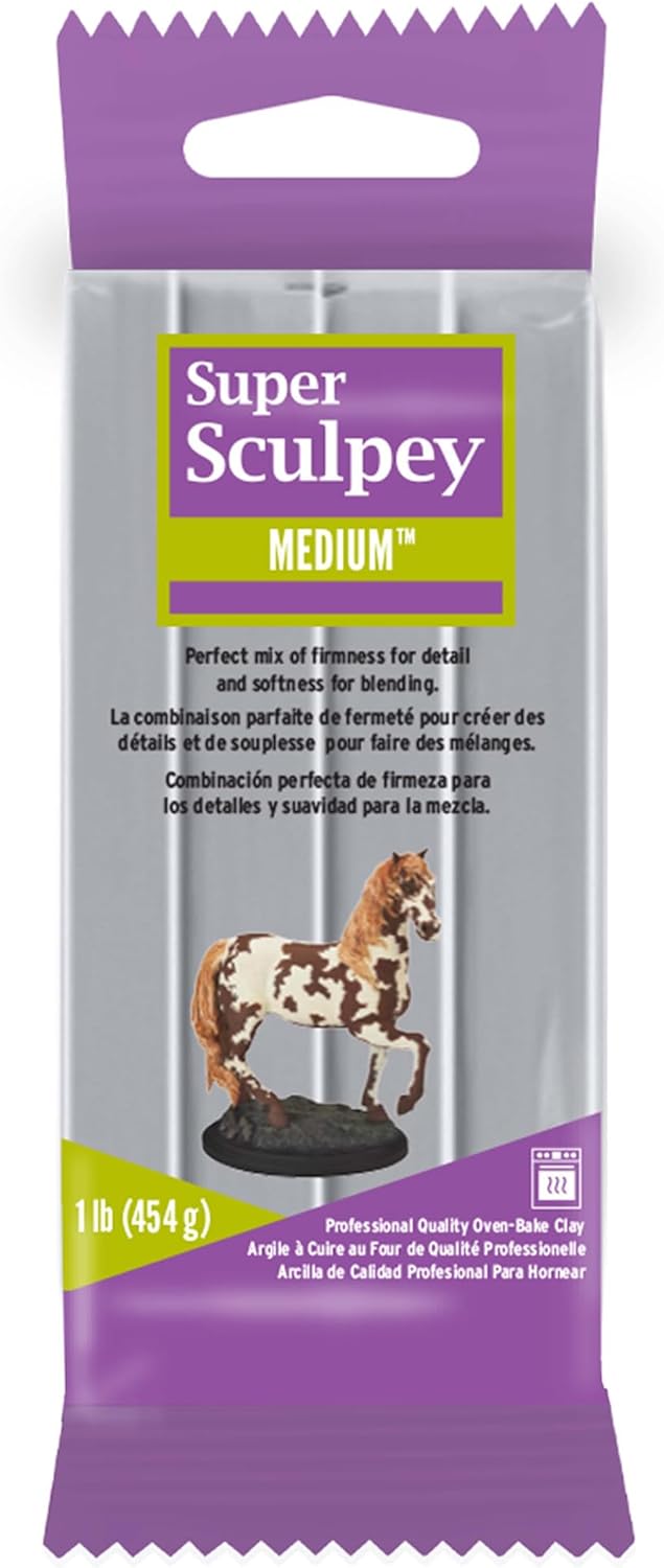 Medium Gray, Premium, Non Toxic, Medium firmness, Sculpting Modeling Polymer clay, Oven Bake Clay, 1 pound bar. Great for all advanced sculptors, model makers and movie studios