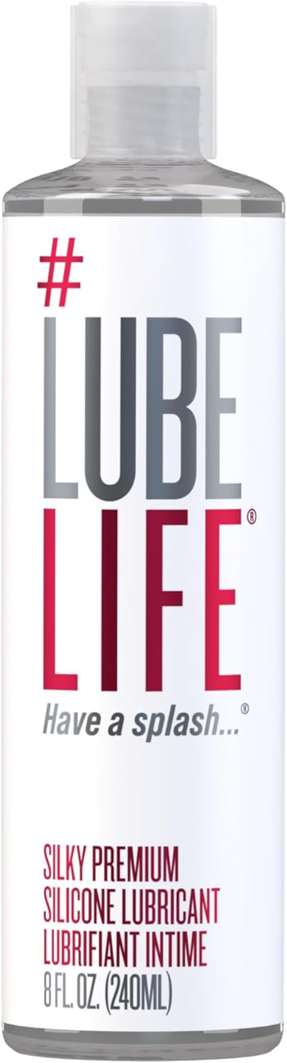 LubeLife Silky Premium Silicone Lubricant, Extra Cushiony, Silky Smooth, Luxe Formula for Women, Men, and Couples, Unscented, Non-Sticky and Water-Resistant, 8oz