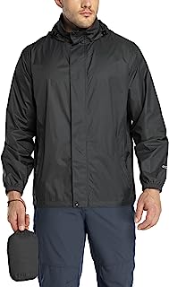 33,000ft Packable Rain Jacket Men's Lightweight Waterproof Rain Shell Jacket Raincoat with Hood for Golf Cycling Windbreaker