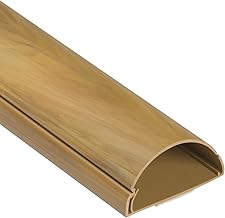 D-Line Half Round Cord Hider, Patented Cable Cover, Hide TV Wall Mount Wires, Raceway for Cords, Decorative Wire Covers, Paintable, Adhesive Cable Concealer, 2in W x 1in H x 39in L, Wood-Effect