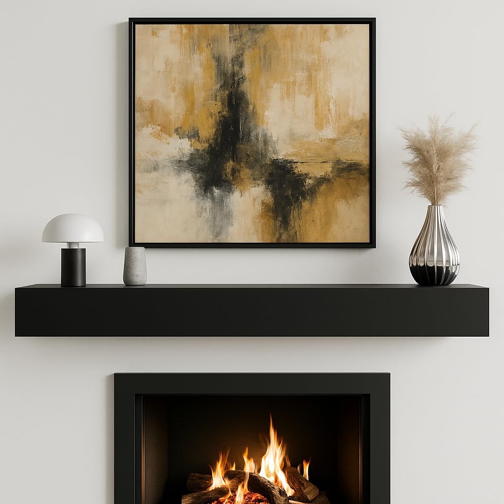 66" Modern Floating Mantel Shelf, Black