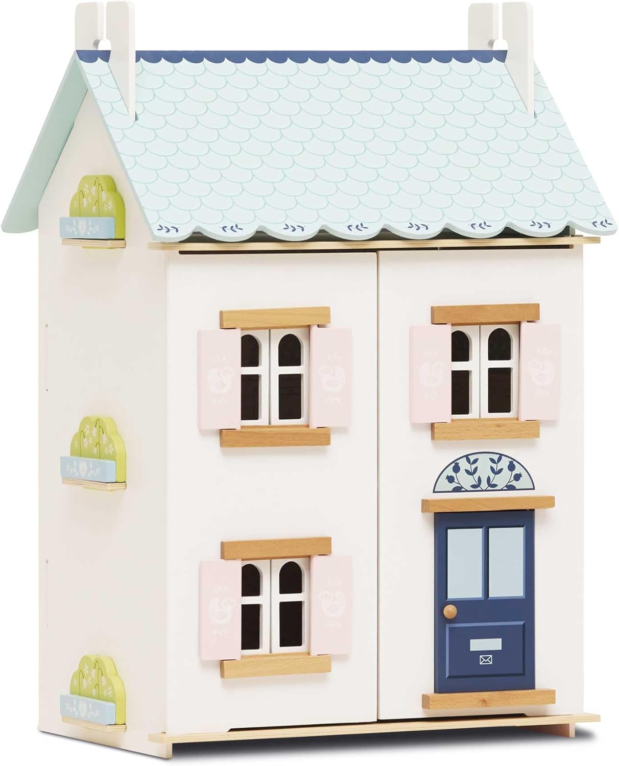 Le Toy Van – Blue Belle Wooden Doll House | Girls & Boys 3 Storey Wooden Dolls House Play Set - Suitable for Ages 3+