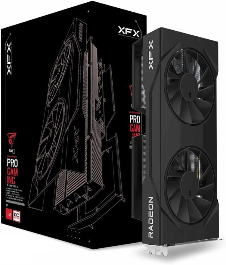 XFX Swift AMD Radeon RX 9060 XT OC Gaming Edition with 8GB GDDR6 HDMI 2xDP, AMD RDNA 4 RX 9060XT RX-96TSW8GBA