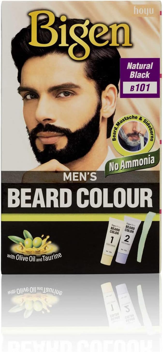 Bigen Men's Beard Colour | No Ammonia Formula with Aloe Extract & Olive Oil - 101 Natural Black