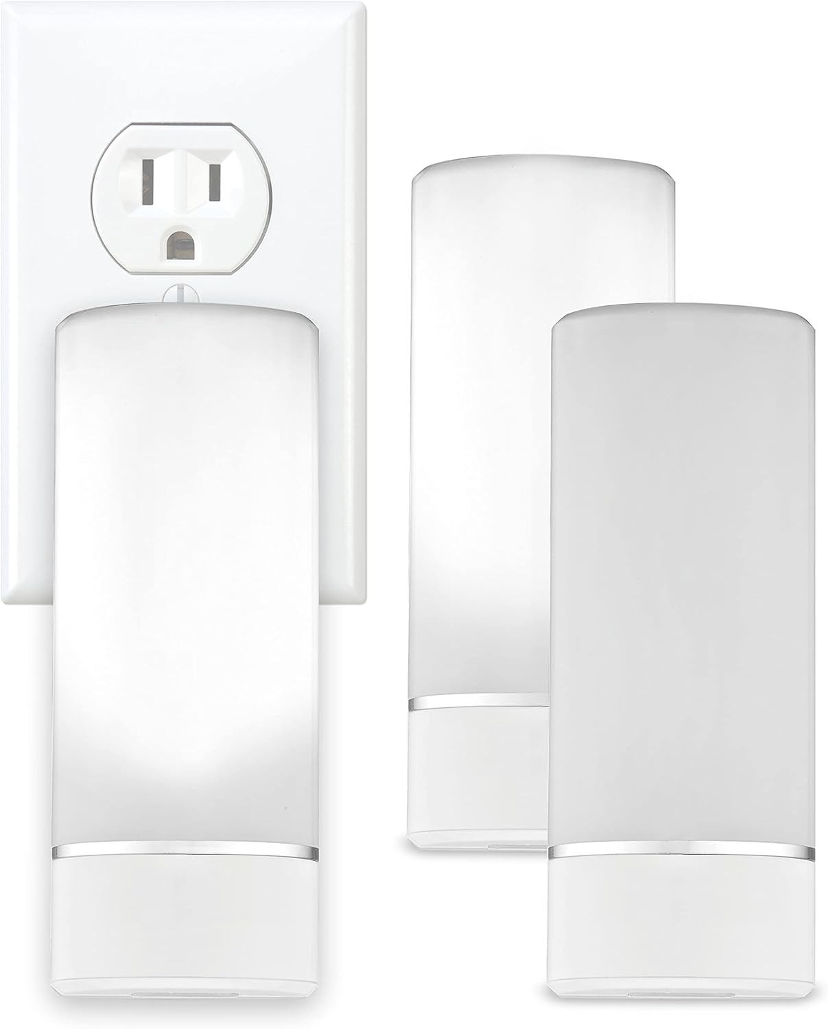 Sunbeam 3-Pack Emergency Power Failure Night Lights, 5-in-1, Multi-Color LED Light, Automatic Dusk to Dawn, Motion Sensor for Bedrooms, Hallways, Black Outs, Foldable Plug Flashlight, Rechargeable