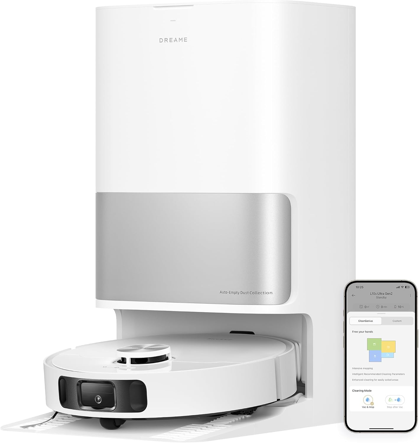 Dreame L10s Ultra Gen 2 Robot Vacuum with Mop, 10000Pa Suction, LiDAR Obstacle Avoidance & MopExtend Technology, Auto Mop Washing&Drying, Self-Emptying&Refilling, 10.5mm Mop Lifting