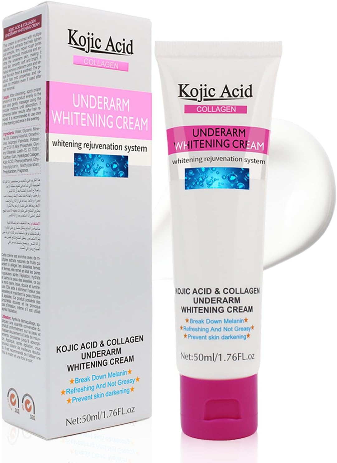 Underarm Skin Lightening Cream - Kojic Acid Underarm Whitening Products - Skin Lightening Cream - Armpit Bleaching Cream - Brightening Cream for Dark Skin, Private Parts, Knee, Reduce Odor
