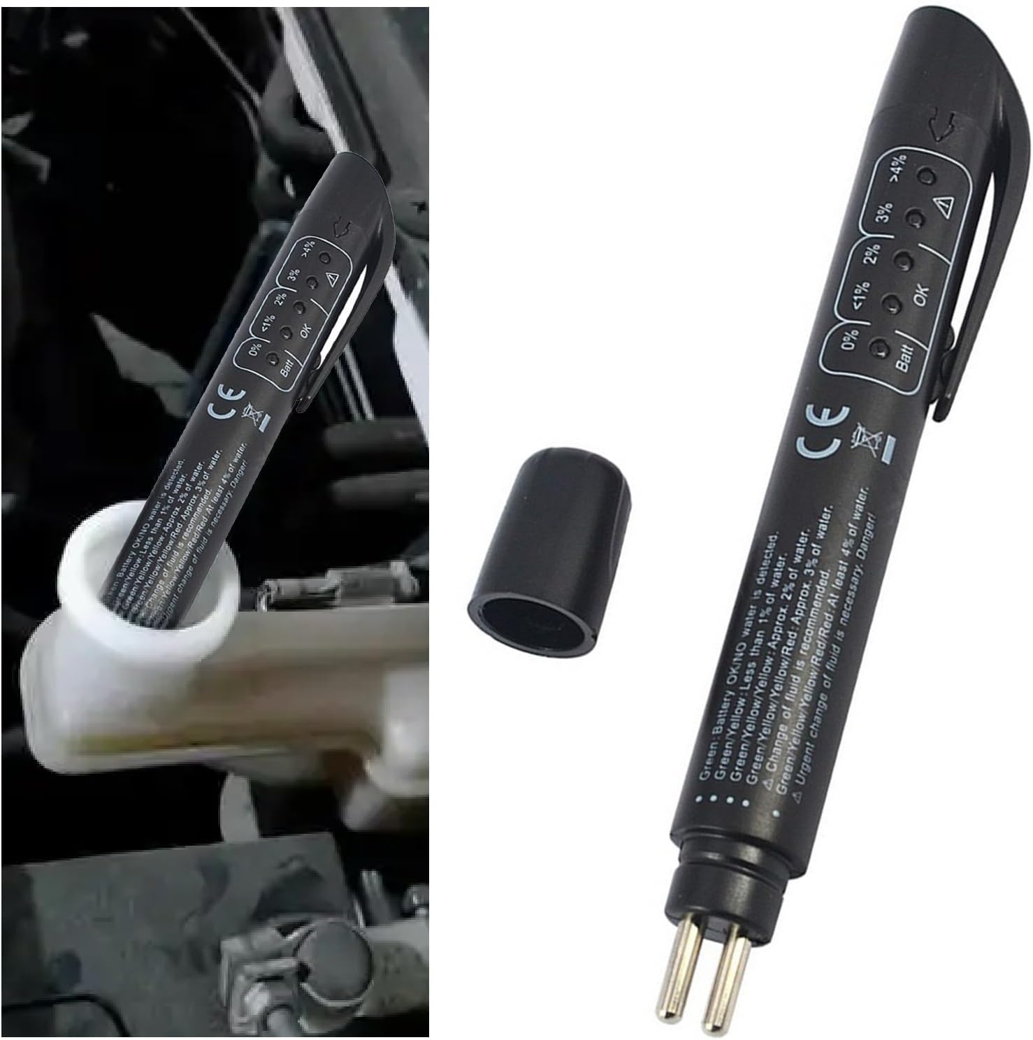Brake Fluid Tester Pen with 5 LED Indicators，Car Brake Diagnostic Testing Tool DOT 3 DOT 4 DOT 5.1 Brake Fluid Liquid Tester
