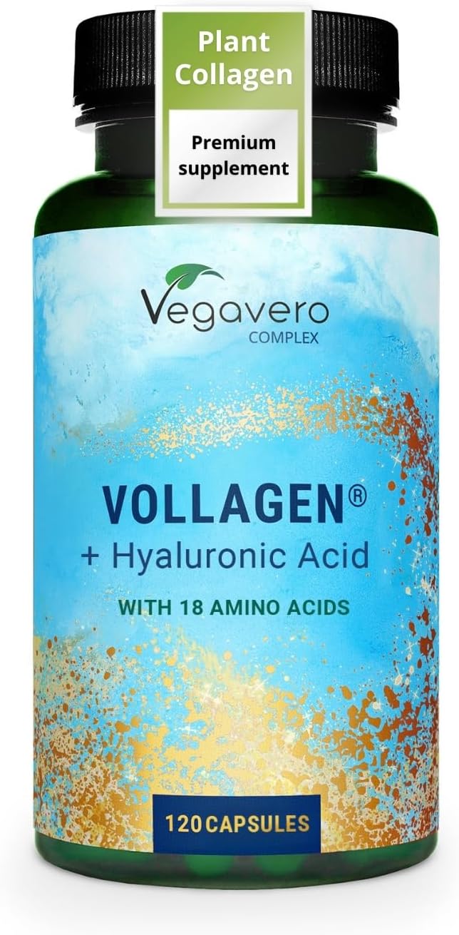 Vegavero Advanced Vegan Collagen Supplement 500 mg | 2 Months Supply | NO Additives | Plant-Based Collagen Capsules with Hyaluronic Acid | Essential Amino Acids | Vollagen