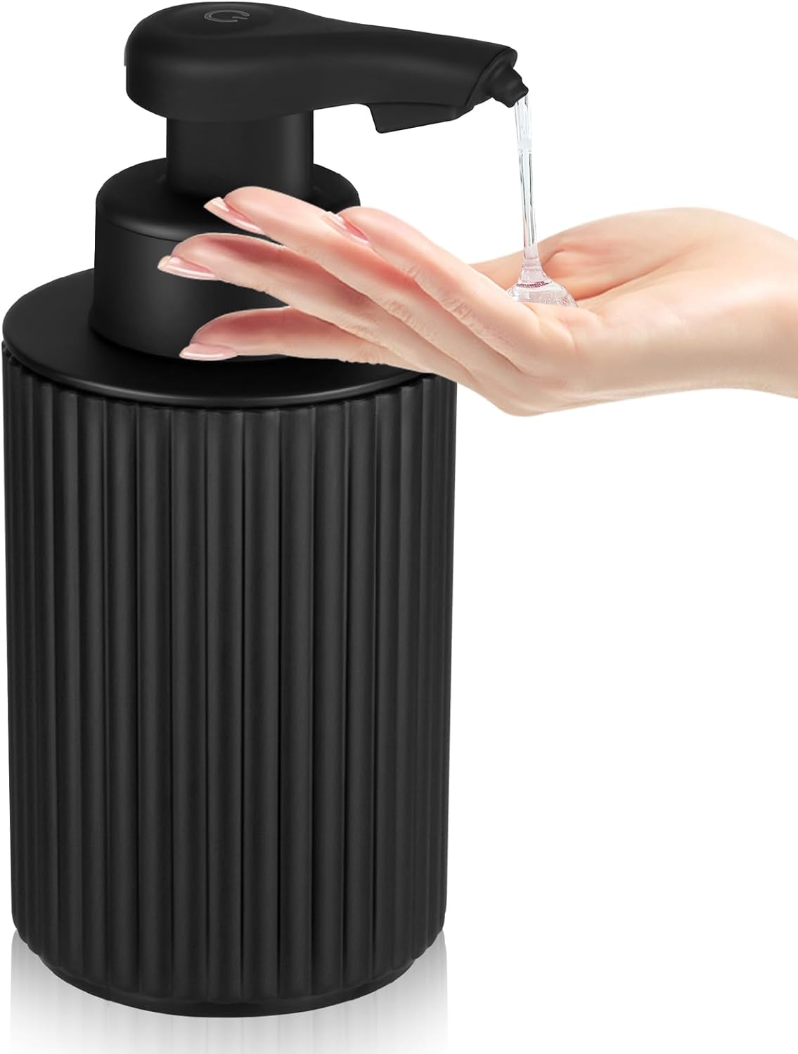 Automatic Soap Dispenser Liquid Touchless: 9oz Black Plastic - Rechargeable Electric Smart 3 Level Adjustable Auto Hand Soap Dispenser - Dish Bathroom Kitchen